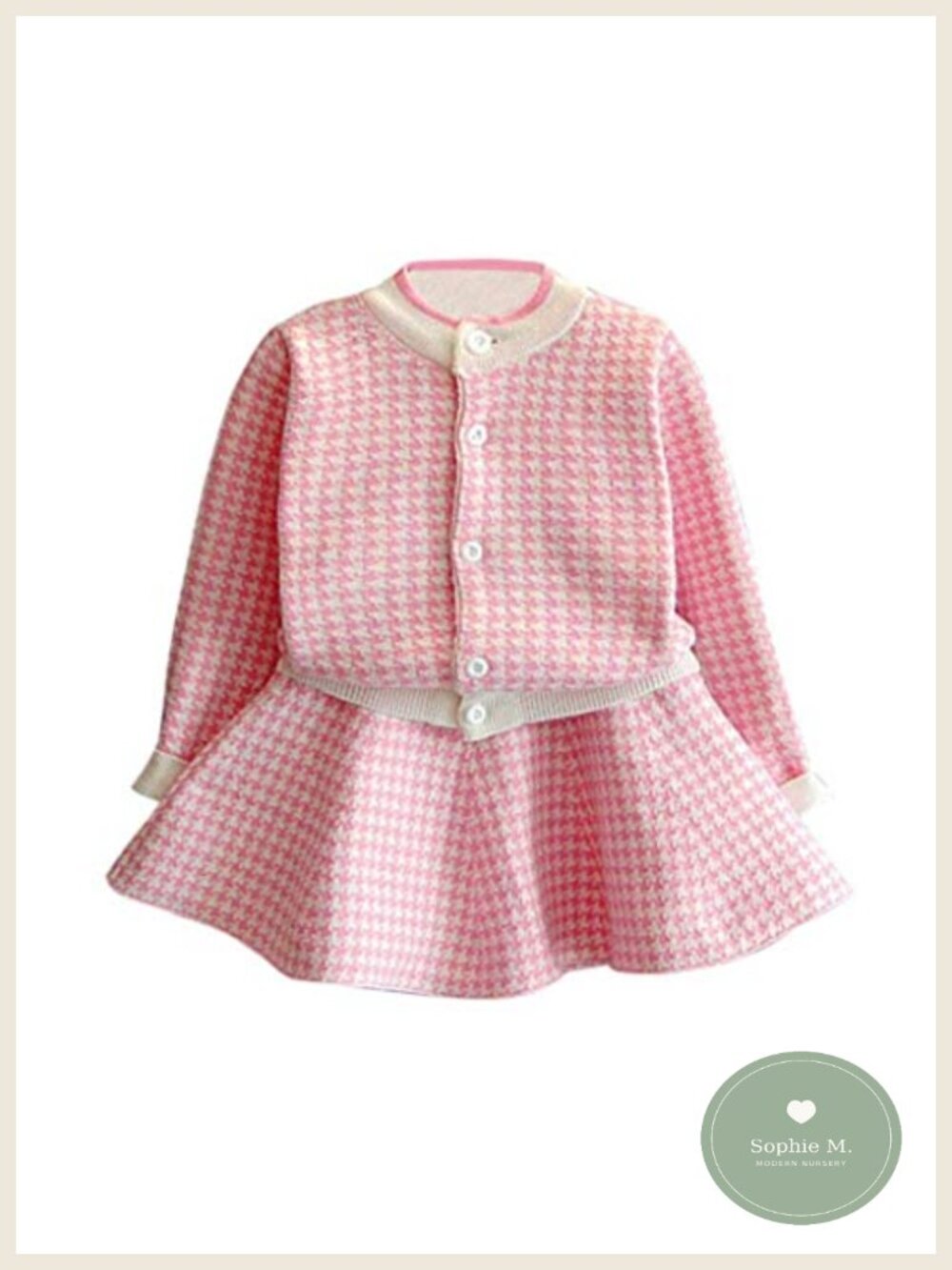 Toddler Girls Knit Sweater and Skirt Set Plaid Cardigan Outfit Winter